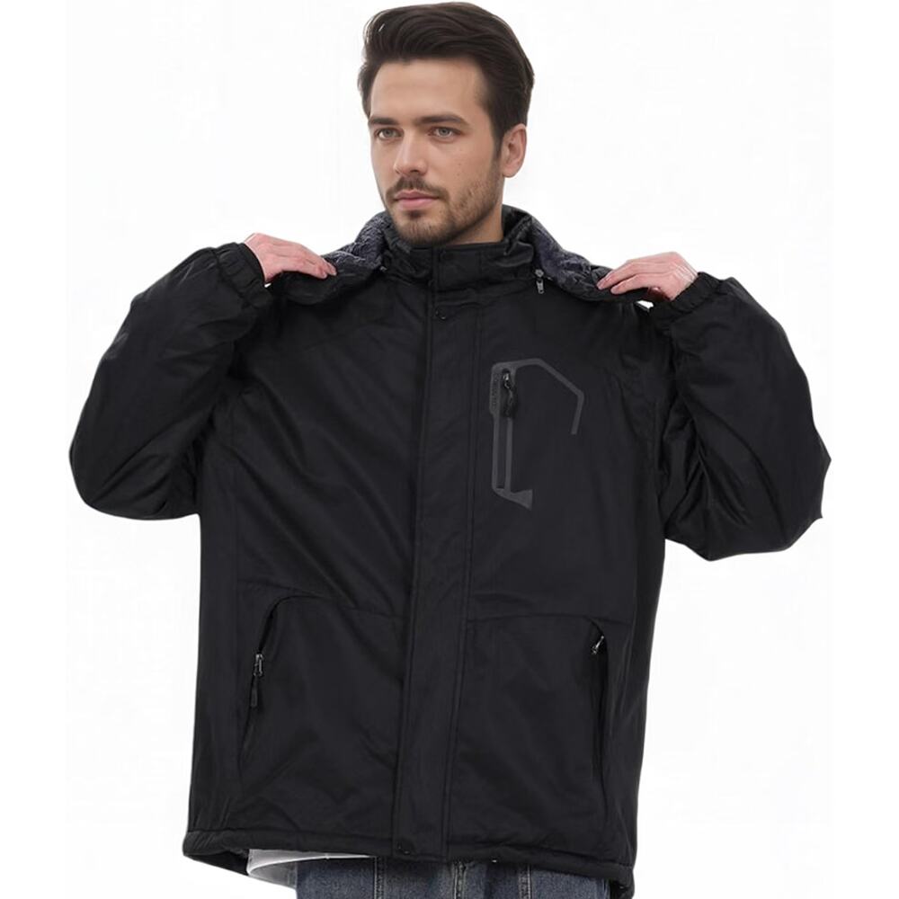 Men's Waterproof Ski Winter Jacket with Detachable Hood, (L), Warm Windproof - Picture 2 of 5